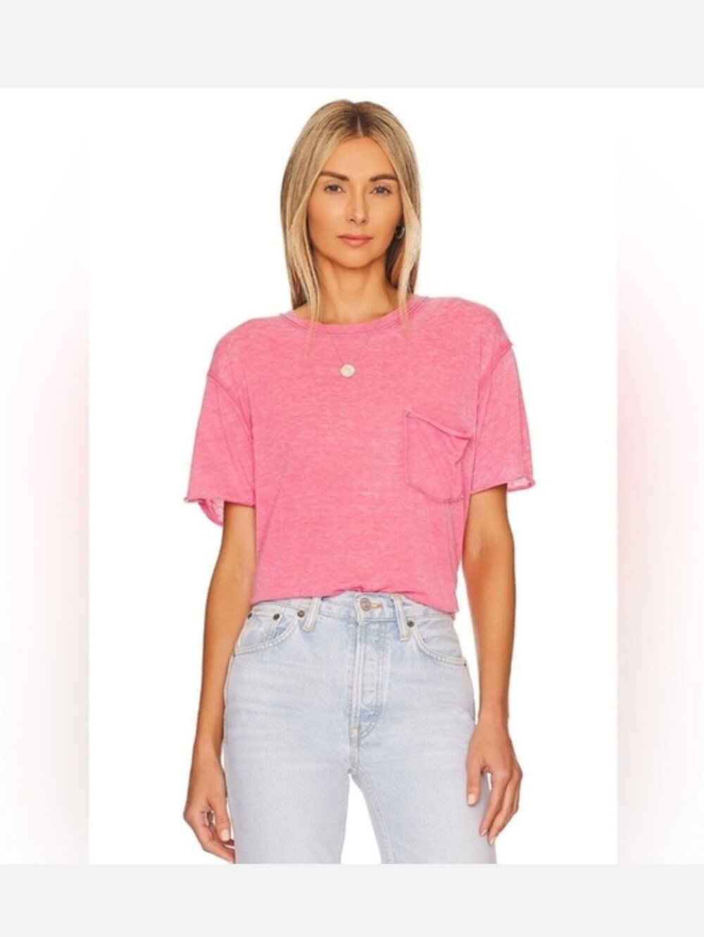 NWT Free People We The Free Vella Tee In Strawberry, Oversized Small